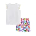 thumbnail image 6 of WOLLED Toddler Baby Girls Cartoon Shorts Set Kids Summer Sleeveless Cotton T-Shirt Tops+floral Shorts Pants for 2-7T, 6 of 10