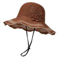 thumbnail image 5 of Wide Brim Sun Hats for Women Elegant Flower Hollow out Crochet Knit Bucket Hat Foldable Packable Beach Hat, 5 of 5