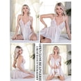 thumbnail image 3 of Chunoy Women Lace Lingerie Front Closure Babydoll V Neck Nightwear Sexy Chemise Nightgown Sleepwear, 3 of 6