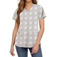 thumbnail image 4 of Womens Valentine Day Scrubs V Neck Short Sleeve Cute Scrubs Love Heart Print Quick Dry Nursing Nursing Top with Pockets Light Gray 4XL, 4 of 4