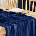thumbnail image 4 of Neoyler Boho Gauze Wedding Table Runner+Christmas Thanksgiving Decorations+Protects Tables From Heat Spills+Enhances Home Dining Indoor Gatherings 70.8x35.4in Blue, 4 of 5
