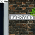 thumbnail image 6 of 2D Flat, 1-Pack Vintage Welcome to Our Backyard Sign - Rustic Farmhouse Metal Wall Decor, Large 16x4 Inch OutdoorIndoor Decoration with Elegant Typography - Housewarming Gift for Front Door, Patio, 6 of 10