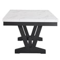 thumbnail image 4 of JERFIT 6-Piece Dining Set with Faux Marble Tabletop, Upholstered Chairs, and Bench, Modern Gray and Black Wood Dining Room Furniture, 4 of 8