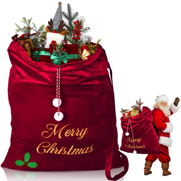 Bolsa de Navidad WILLBOND Santa Velvet 90x75 cm Burgundy