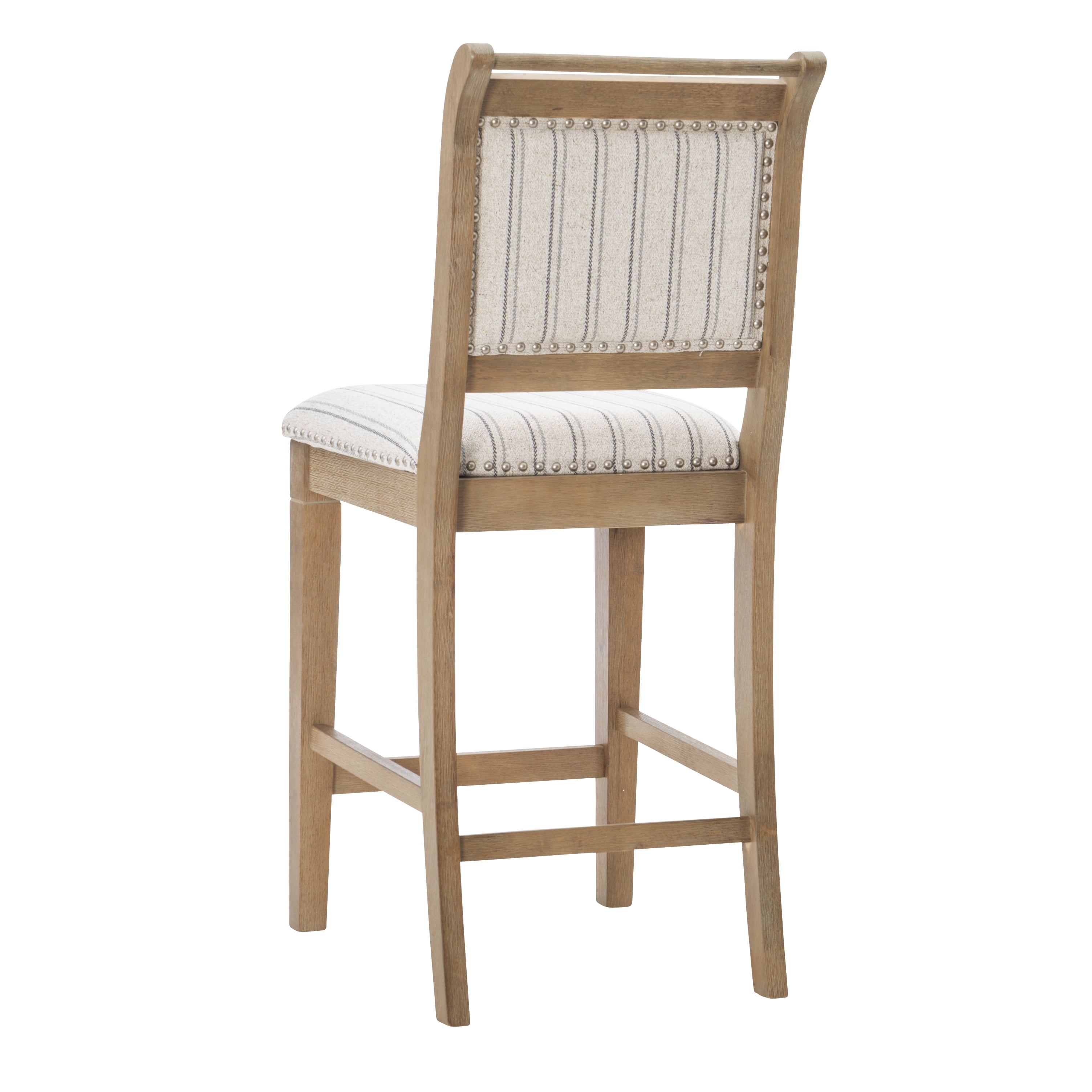 Linon Findley 26" Mid Back Indoor Wood Counter Stool, Gray wash/Natural Stripe