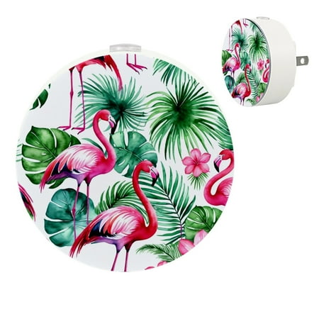 

YZUOUZY Night Lights Plug into Wall Bedside Lamp Bedroom Lamps Set of 2 Watercolor Flamingo Palm Trees