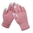 thumbnail image 2 of 3 pares de guantes de invierno para mujer con pantalla táctil, cálidos guantes de punto con forro polar y puños elásticos, guantes de invierno para enviar mensajes de texto, 2 of 6