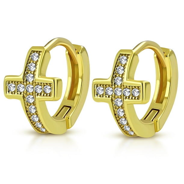 My Daily Styles 925 Sterling Silver Yellow GoldTone Hoop Huggie