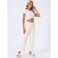 thumbnail image 2 of DARING DIVA Women's Wide Leg High Waist Ribbed Knit Loungewear S White, 2 of 6