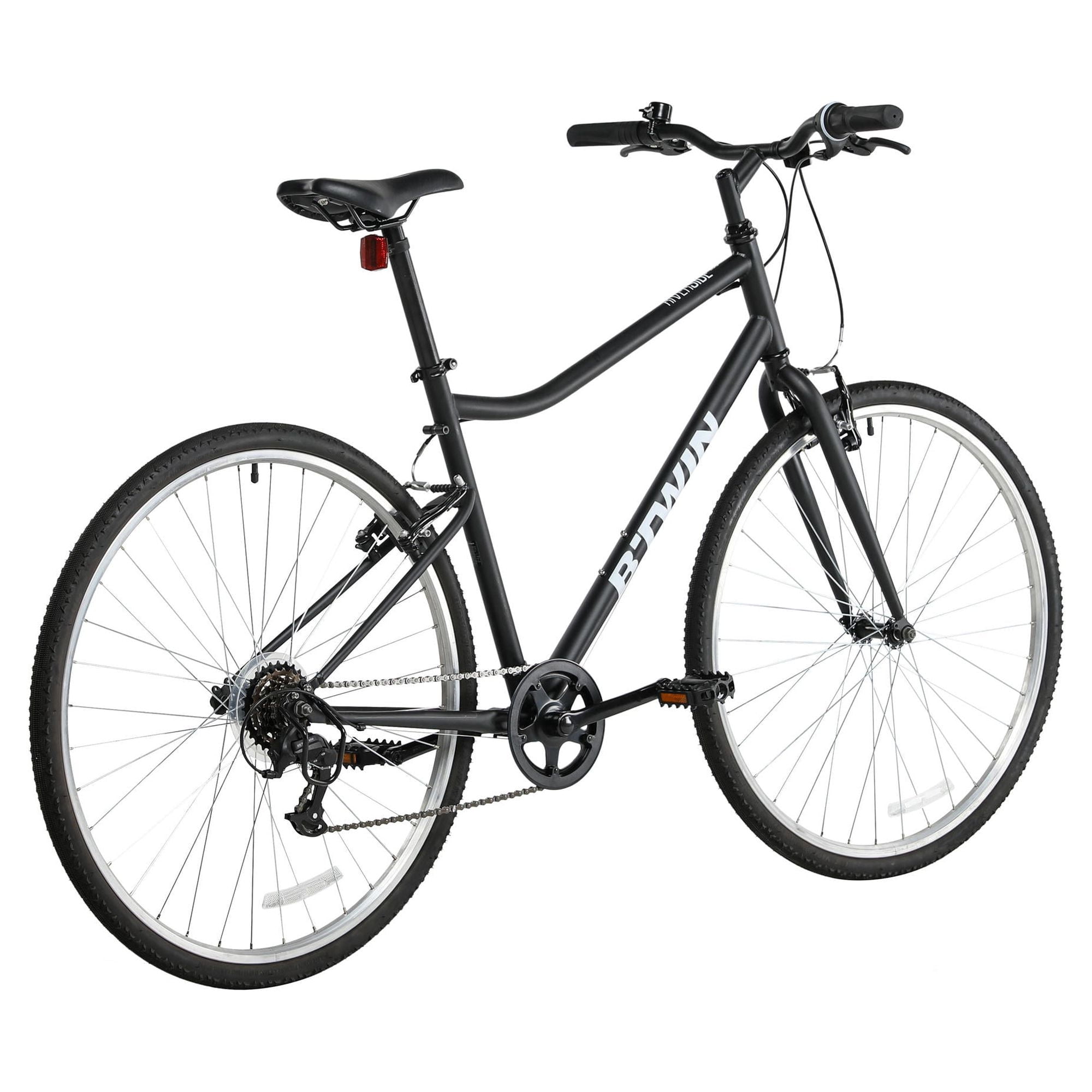 Decathlon Riverside 100, 6-Speed Adult Hybrid Bike, Black 