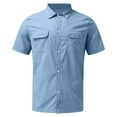 thumbnail image 5 of Bcfgryg Mens Fashion Casual Solid Color Pocket Single Breasted Cotton And Linen Shirt Short Sleeve Top Men's Slim Fit Dress Shirts, 5 of 5