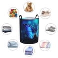 thumbnail image 6 of PHELIKA Blue Butterfly On Dark 02 Laundry Basket 65L Large Foldable Round For Dirty Clothes Toy Storage, 6 of 6