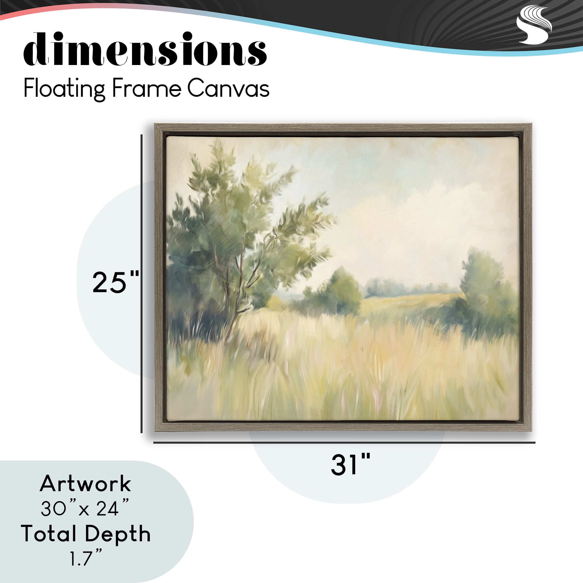 Stupell Industries Summer Green Meadow Brown Framed Floater Canvas Wall Art, design by Kim Allen
