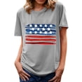 thumbnail image 1 of Chemises de la Fête de l'Indépendance pour Femmes Imprimé Drapeau Américain Été Col Rond Manches Courtes Tunique Haut Blouse Patriotique Tee, 1 of 1