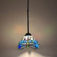 thumbnail image 2 of Tiffany Hanging Lamp Blue Stained Glass Dragonfly 1-Light LED Bulb Pendant Light for Dining Room, Island, Kitchen, 2 of 4