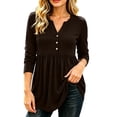 thumbnail image 2 of Women's Casual Long Sleeve Peplum Tops V Neck Button Front Shirts Soft Loose Fit Tunic Blouse with Flattering Waist Design Lightweight Everyday Wear Top for Work Travel and Weekend Outfits, 2 of 8