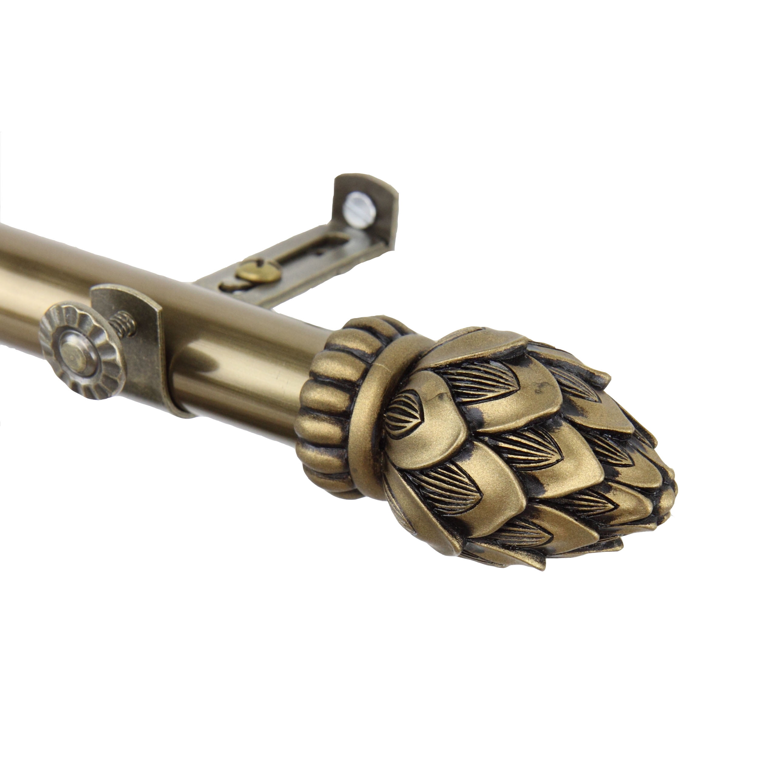 13/16" Dia Adjustable 66-120" Alonzo Curtain Rod in Antique Brass