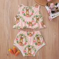 thumbnail image 3 of Vedolay Short Set For Girl Casual Girl's 2 Piece Outfits Graphic High Low Hem Tee Shirt and Shorts Set,Pink 18-24 Months, 3 of 5
