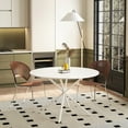 thumbnail image 3 of Fulvari 47.24 Inch Modern Round Dining Table, Circle Table With Cross Iron Legs And Removable Tabletop For Home Office Dining Room Kitchen Living Room Cafe, 3 of 9