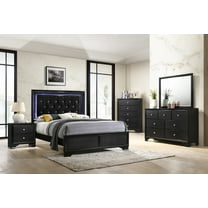 Esofastore 5-Piece Modern Upholstered Queen Bedroom Set, Black