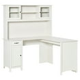 thumbnail image 2 of HOMCOM L-Shaped Desk with Hutch, Computer Desk with Drawers, Home Office Corner Desk Study Workstation Table with Storage Cabinets Shelves, White, 2 of 7
