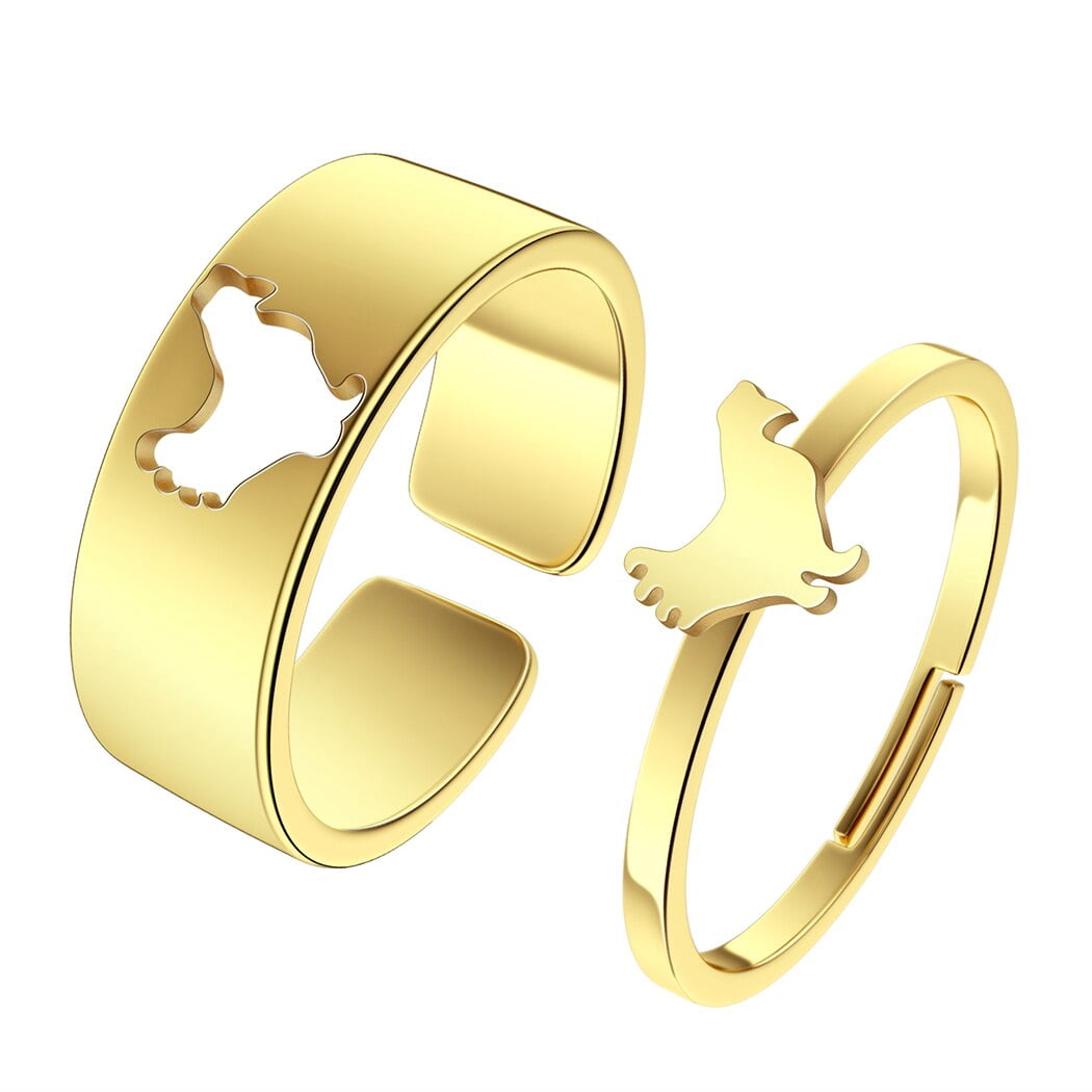 2pcs Chicken Couple Set Promise Ring Engagement Wedding Party Matching ...