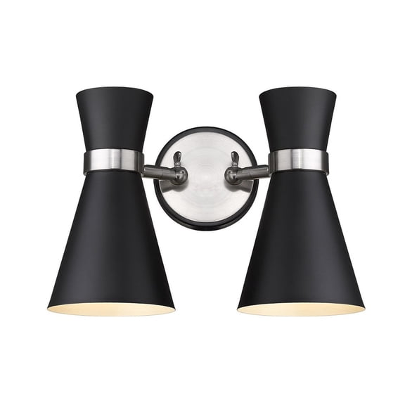 Z-Lite Soriano 2 Light Steel Wall Sconce in Matte Black and Brushed Nickel