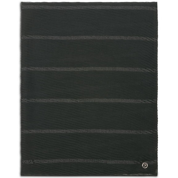 Calvin Klein Satin Striped Pleated Scarf, Black