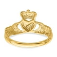 thumbnail image 6 of 14K Yellow Gold Ring Band Themed Open Back Polished Claddagh, Size 9, 6 of 7