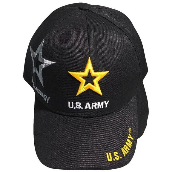 U.S. Army Gold Star W/ Grey Shadow Black Embroidered Cap Hat CAP501S - Licensed