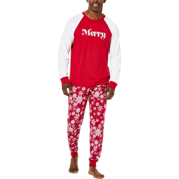Family PJs Mens Christmas Holiday Pajama Sets Red L