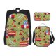 thumbnail image 1 of Disketp Cartoon Fire Truck Mochila Estampada de Gran Capacidad con Lonchera y Estuche, Set de 3 Piezas para Estudiantes, 1 of 7