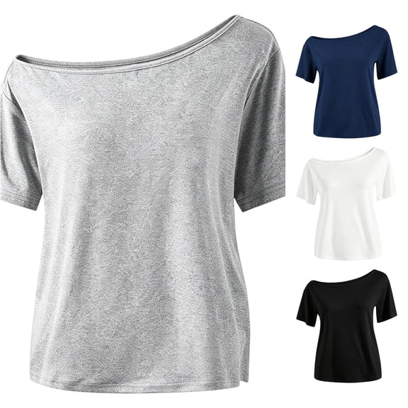 Girls Off Shoulder Casual Top Solid Color Design Tee Shirt For Teenage Youth Fashion Comfortable Daily Wear Kids Summer Tops Crewneck Tees