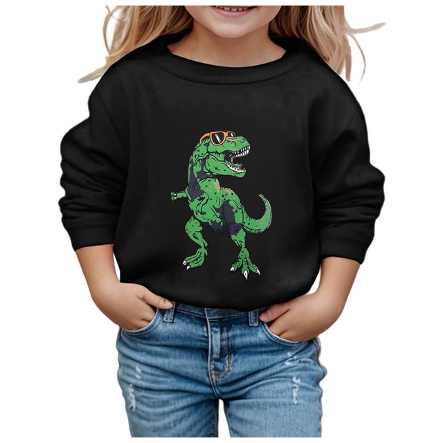 Chandails à Capuchon pour Filles Enfants Mignon Mode Personnalité Imprimée Col Rond Sans Capuche Manches Longues Chandail en Molleton Automne Taille : 13-14 Ans
