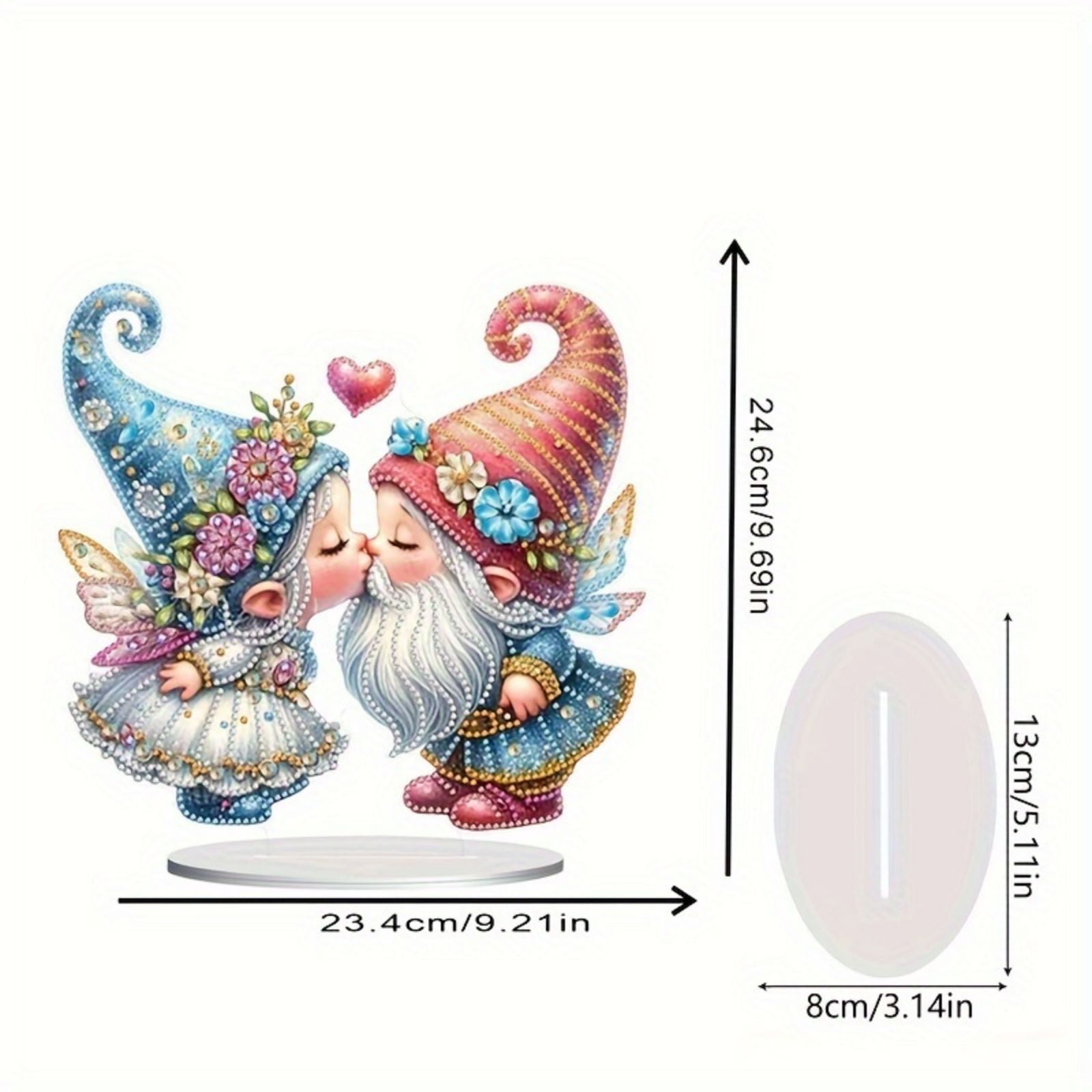 Flopesn Fairy Kiss Romantic DIY Diamond Art Painting Decorative Desktop Ornament, Valentine's Day Creative Design Acrylic Home Decor (Single-Sided Diamond)-Kissing Goblins1