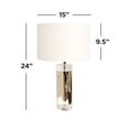 thumbnail image 3 of Pasargad Home 23 in. Jupiter Glass Base & Steel Body with Shade Table Lamp, White & Gold, 3 of 4