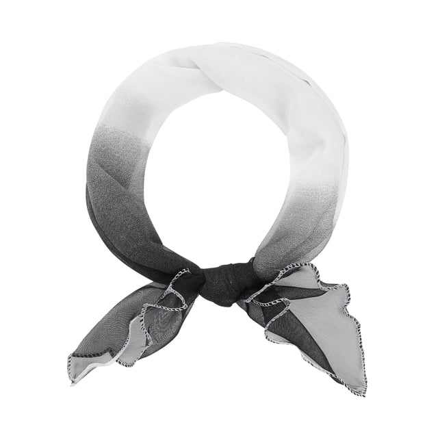 BUFANDA PEQUEÑA DE GASA DE COLOR DEGRADADO PARA MUJERES INSPIRE CHIC, BUFANDAS LIGERAS SUAVES Y TRANSLUCIDAS CON VOLANTES 23.6x23.6" Negro Gris Blanco