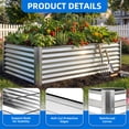 thumbnail image 2 of Dextrus 8x4x3ft Galvanized Metal Raised Garden Bed with Gloves, Support Rod & Rubber Edge for Outdoor Plants Veggies, Silver, 2 of 6