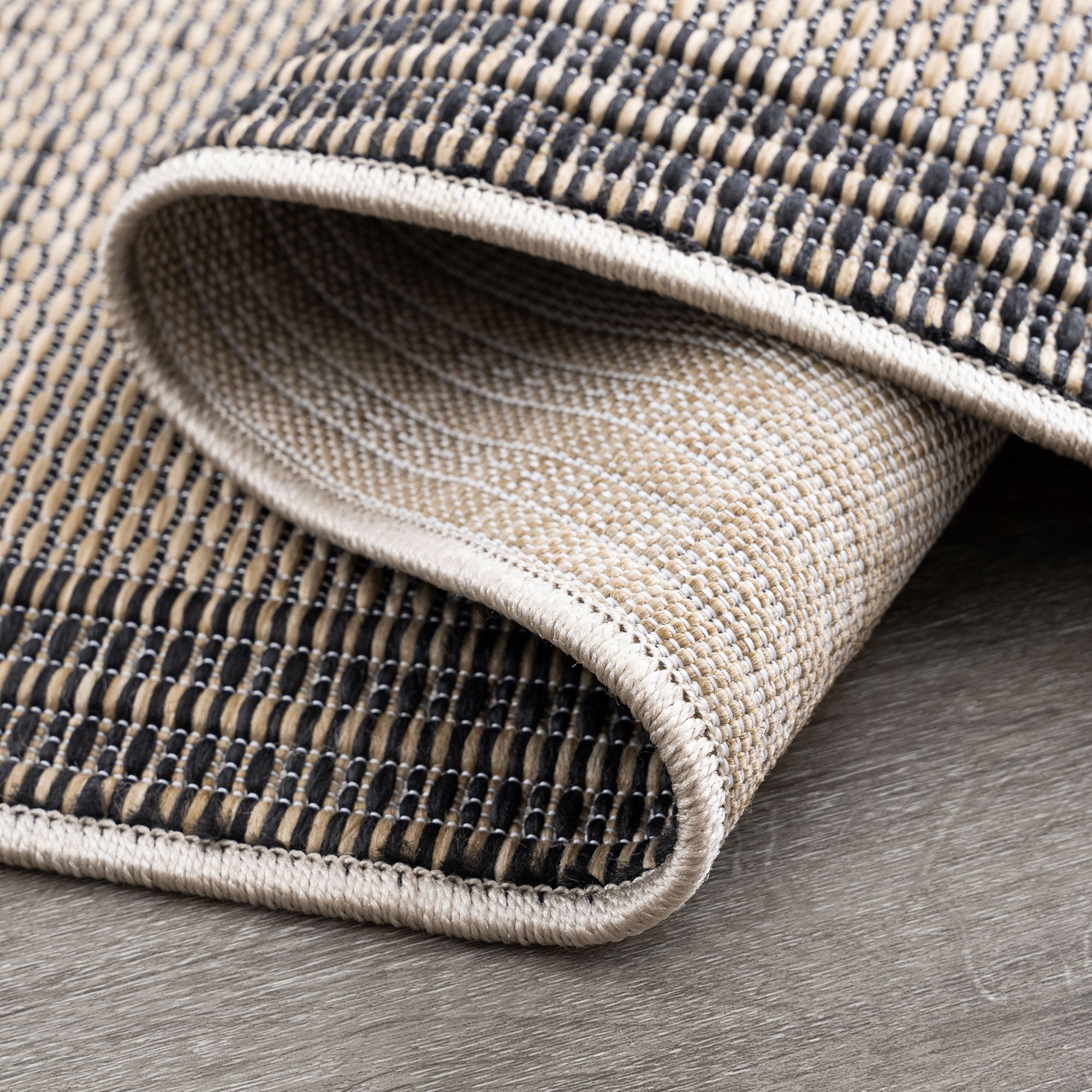 Bliss Rugs Bailey Transitional 5' x 7' Black and Natural Indoor Outdoor Area Rug