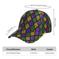 thumbnail image 2 of Fotbe Mardi Gras Shiny Green Purple Gorro Clásico de Béisbol, Gorra Ajustable con Broche Snapback, Gorro de Exterior de Algodón Suave, 2 of 6