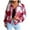 Red, variant on Jackets Womens Trendy Casual Plaid Wool Coat Long Sleeve Button Down Cropped Fall Winter Coats for Women,Navy,S