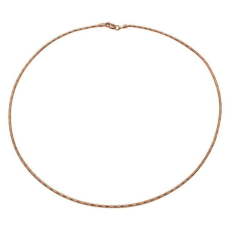 Omega Silver Plated Necklace Sterling Silver Italian Chain Necklace 1.4mm 14K Rose Gold Plated Omega Box Chain ( 16, 18, 20 Inch ) - 18