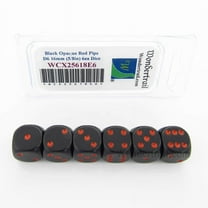 Black Opaque Dice with Red Pips D6 16mm (5/8in) Pack of 6 Wondertrail