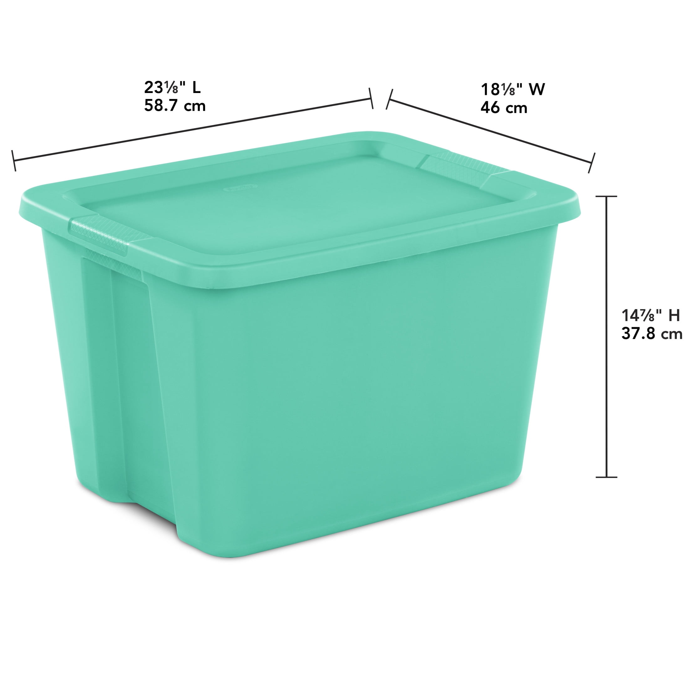 Sterilite 18 Gallon Tote, Plastic Storage Bin with Snap-on Lid, Teal