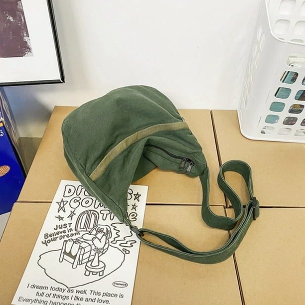 Bolso bandolera de lona para mujer Bolso bandolera simple Moda para viajes Trabajo (Verde)