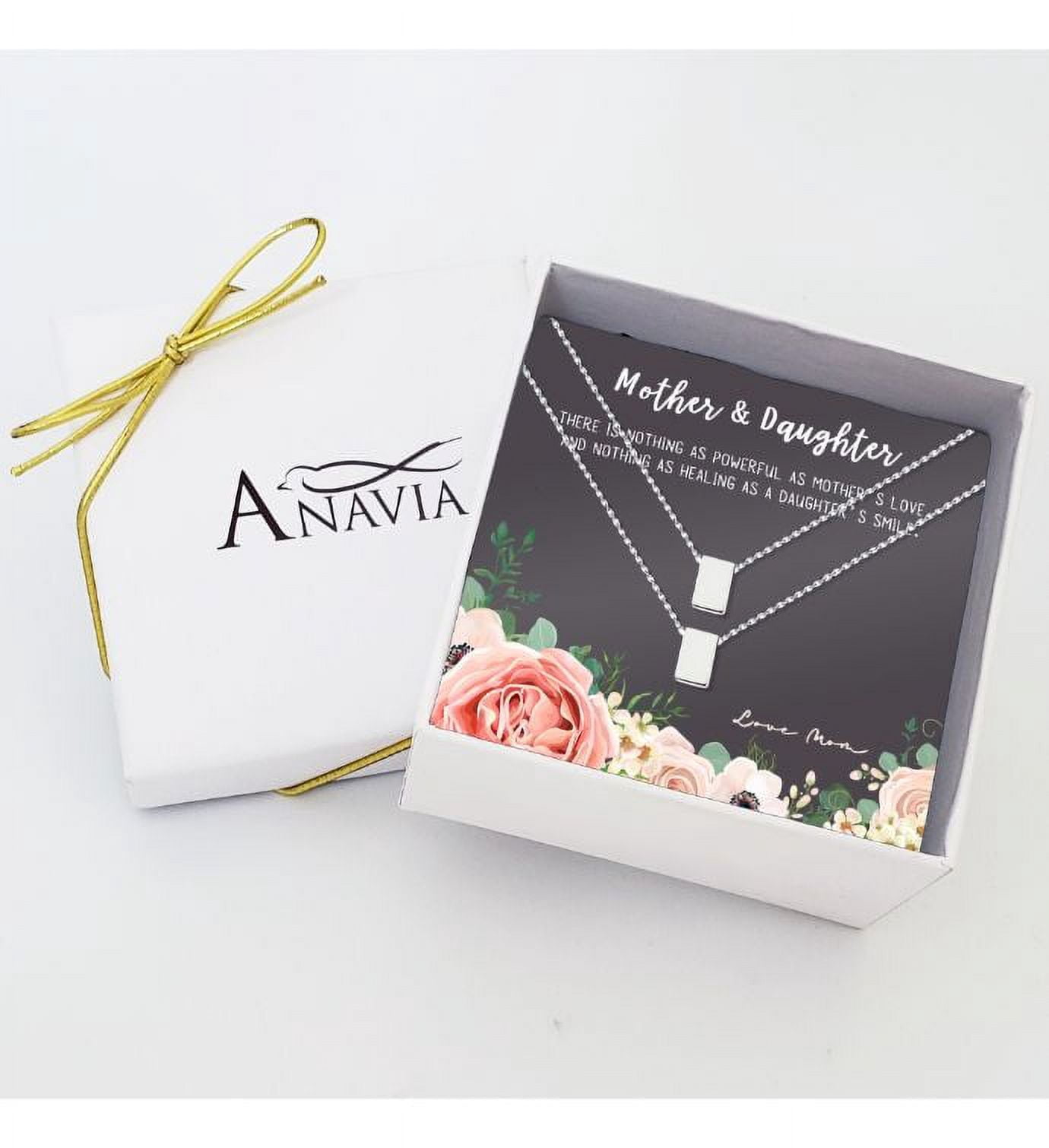 Mother and Daughter Matching Cube Card Necklace, Matching Mother's Day Gift for Her, Mom and Daughter Jewelry, Mom and Daughter Cube Necklaces [Silver Cube, No-Personalized Card]