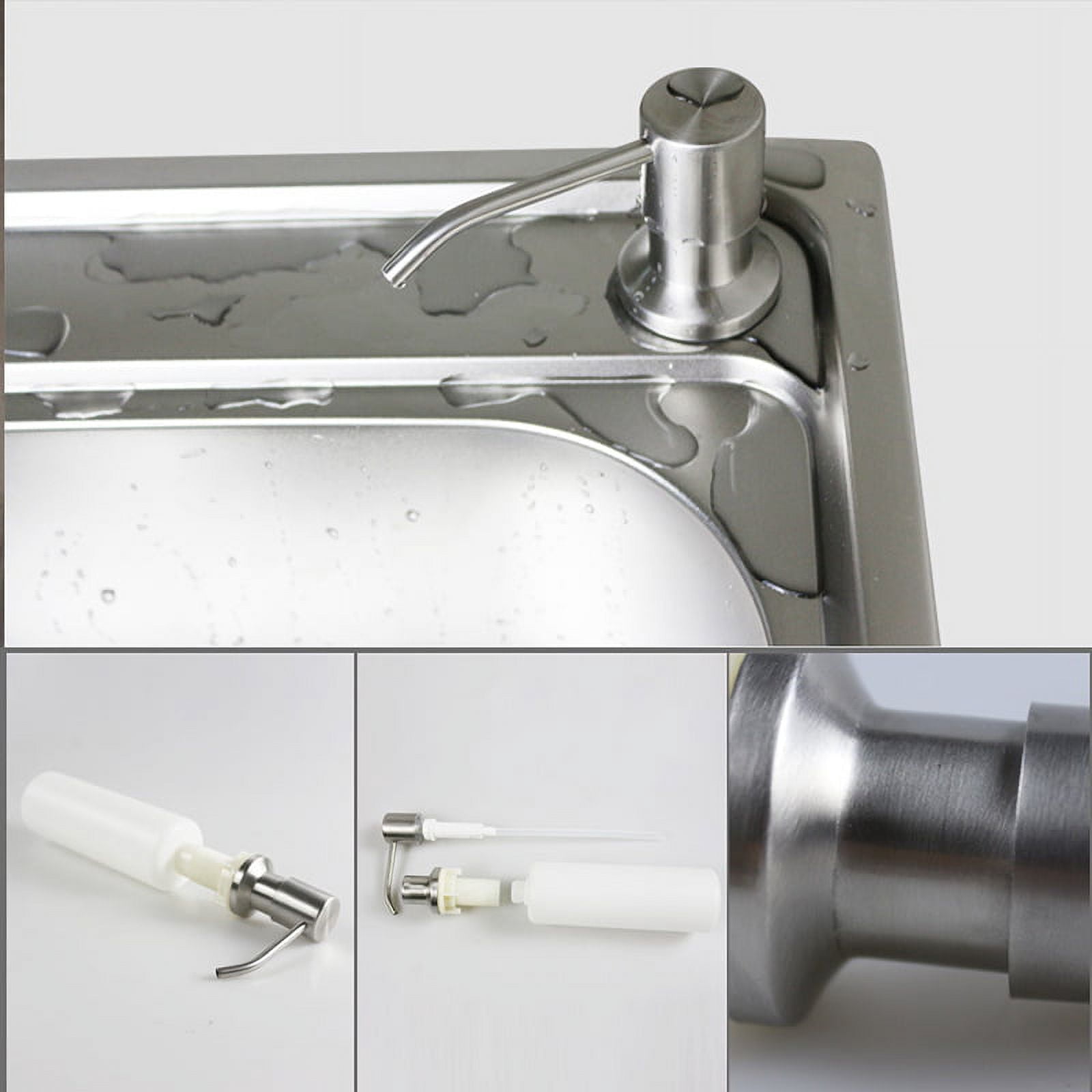 Brushed Nickel Finish Sink Soap Dispenser, Space Saver Stainless Steel, Corrosion Resistance for Easy Installation on Various Surfaces