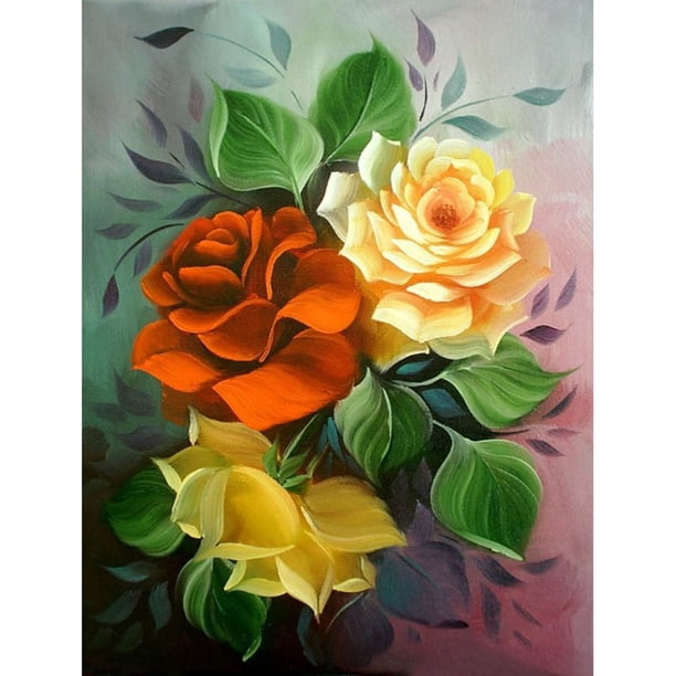 Pintura de diamante (DB5430) Kits de mosaico de flores cuadradas 5D Arte de la pared Artesanía 30x40cm Hugtrwg Para estrenar