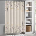 thumbnail image 3 of Floral Leaf Fabric Shower Curtain Purple Blue Yellow Flower Washable Shower Curtains for Bathroom, Waterproof Bath Curtain with Hooks Home Decor 72x72in, 3 of 8