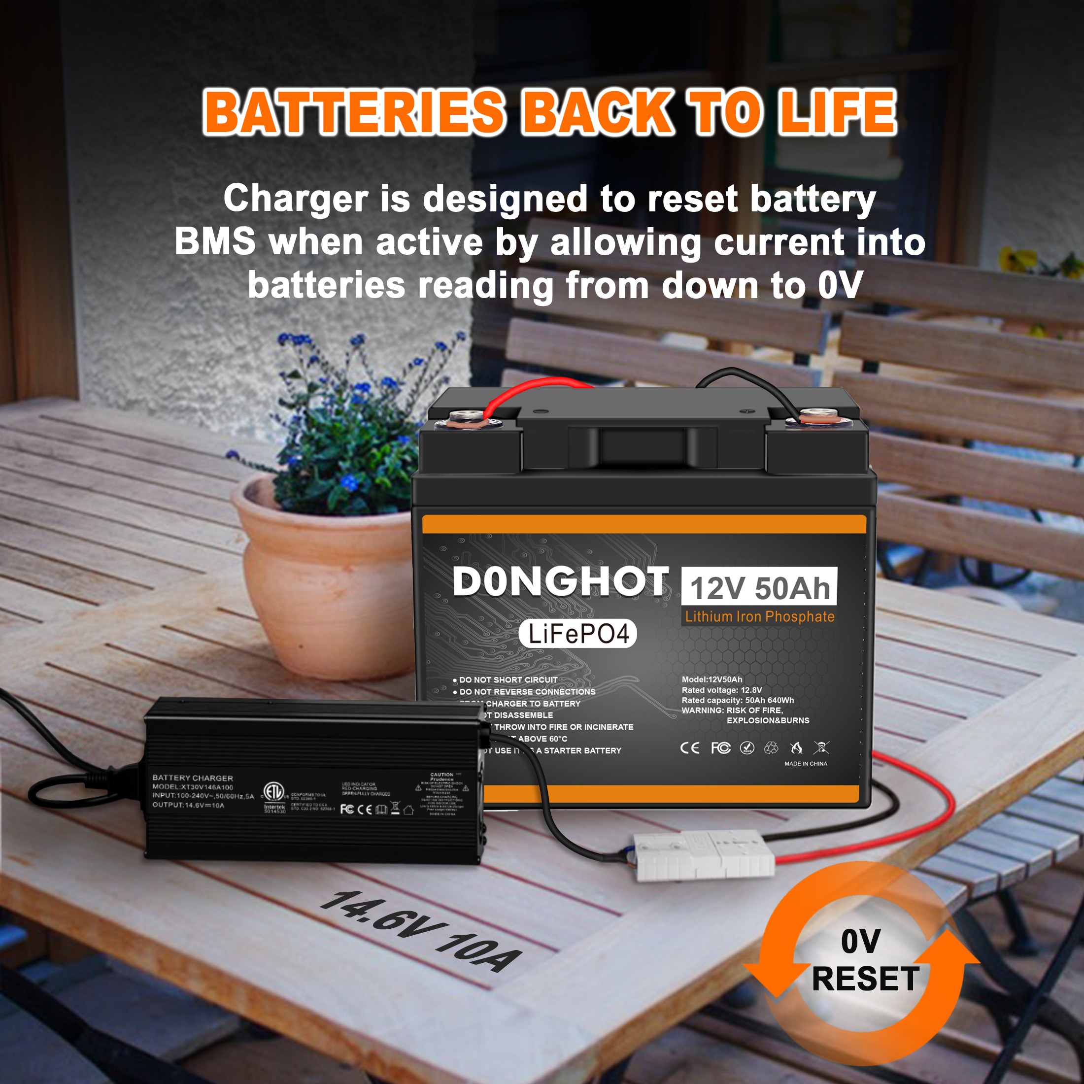 D0NGHOT 12V 10A LiFePO4 Battery Charger AC-DC Smart Charger for Lithium LiFePo4 Deep Cycle Batteries
